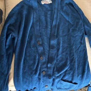 Elegant Teal cashmere Cardigan Sweater for Men